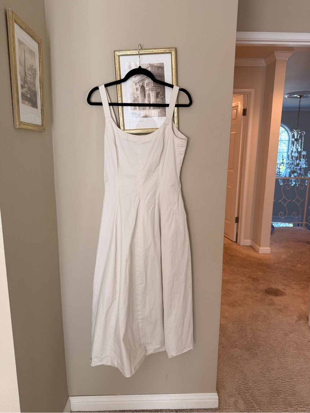 Vince Classic White Sleeveless Midi Poplin Dress